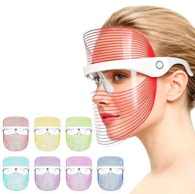 LED-gezichtsmasker 7 kleuren – Draadloos – Lichttherapie thuis – Anti-aging – Acne – Herstellend – USB-oplaadbaar – Lichtgewicht – Cadeauverpakking