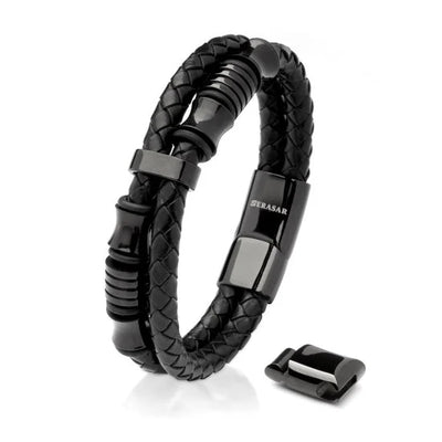 Merkarmband Heren [Spirit] - Zwart 23cm - Cadeau-Idee Vriend