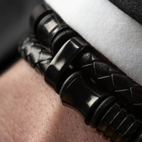 Merkarmband Heren [Spirit] - Zwart 23cm - Cadeau-Idee Vriend