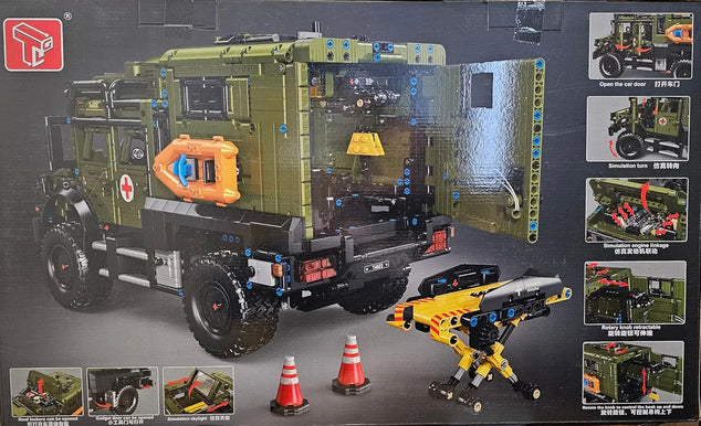 T4023 Unimog reddingsvoertuig Ambulance Bundeswehr Grote set bestaande uit klemblokken, 3850 delen