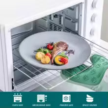 KARST 16-delige geëmbosseerde steengoed serviesset met diner-/dessertbord/suppeschaal/mok voor 4 personen