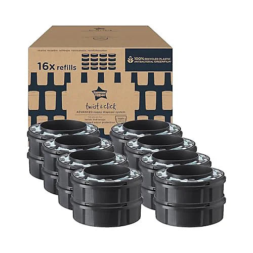 Tommee Tippee Twist & Click Advanced luieremmers, originele navulcassettes, exclusieve verpakking van 16 stuks (10,5m ps)