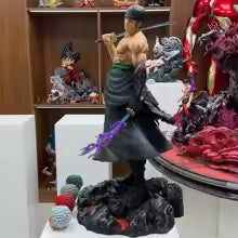 50cm Anime Draagbaar Mes Roronoa Zoro 5 Uitwisselbare Koppen Beeldje Model Figuur Collectible Decoratie Speelgoed Cadeau