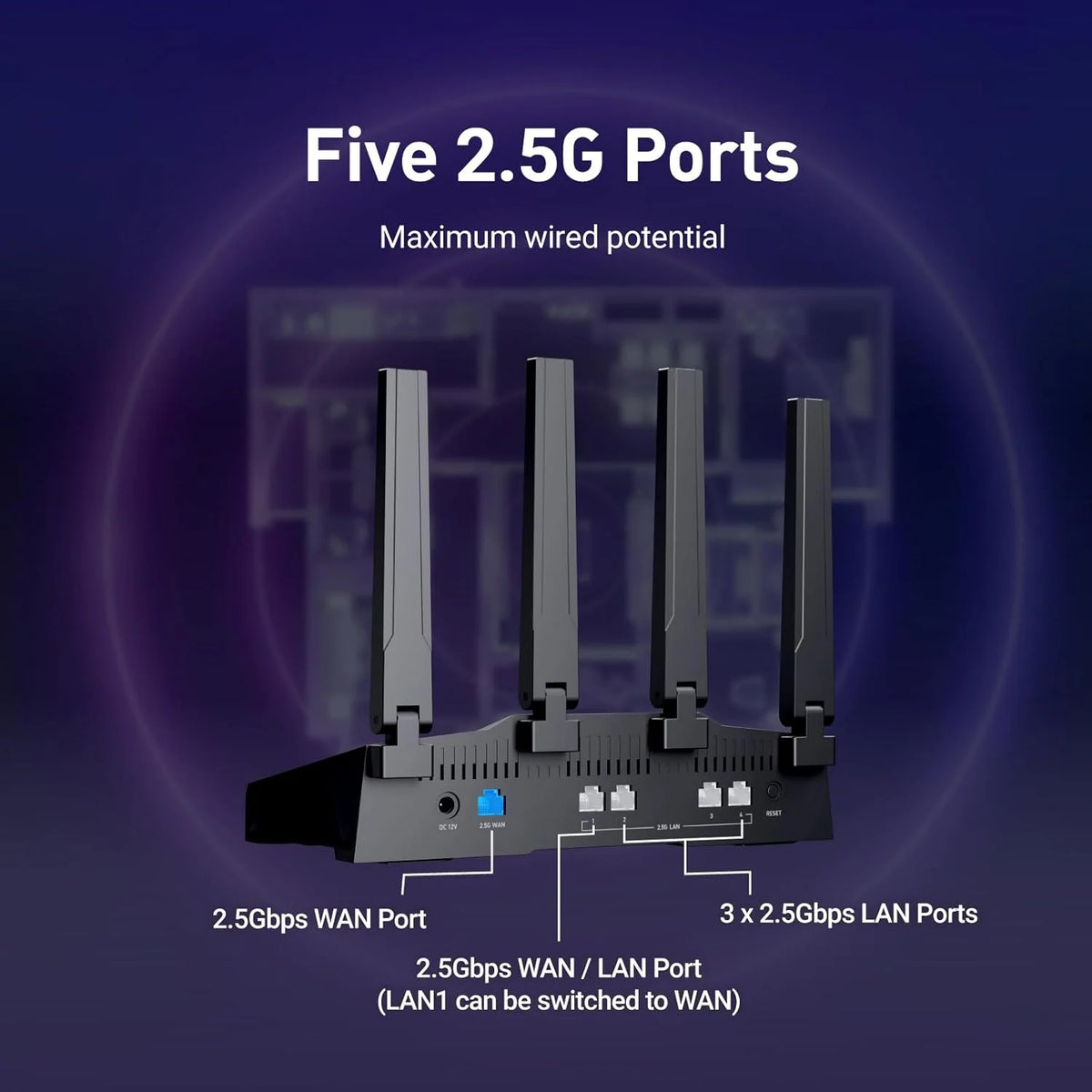 GL-BE9300 Flint 3 Tri-Band Wi-Fi 7 Router 5 x 2,5G VPN-Router