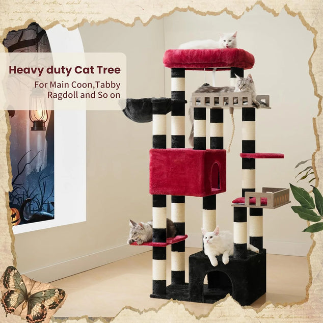 Kattenverblijf, Maine Coon Cat Tree, Heavy Duty Cat Tower for 20 lbs+, GCT033BR