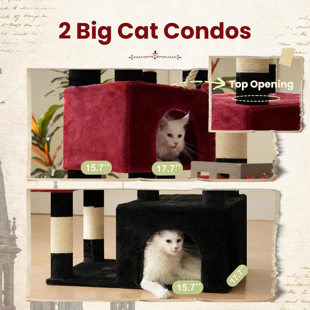 Kattenverblijf, Maine Coon Cat Tree, Heavy Duty Cat Tower for 20 lbs+, GCT033BR