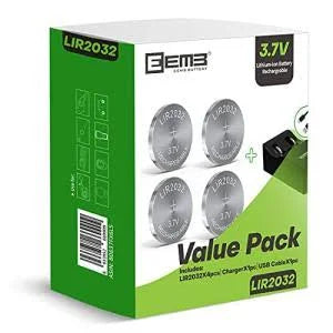 LIR2032 Rechargeable Battery Charger with 4PCS 3.7V Lithium-ion Coin Button Cell Batteries 45mAh for Car Remote Key Fob Watch (B0837FX6L5)