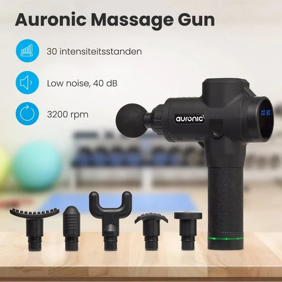 Massage Gun - Sport en Relax Massage - Massage pistool - 6 Opzetstukken - 30 Standen - Professioneel Massage Apparaat - Massage Gun - Zwart