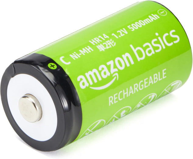 4 stuks oplaadbare C Cell NiMH-batterijen, 5000mAh, 1000x op te laden, voorgeladen