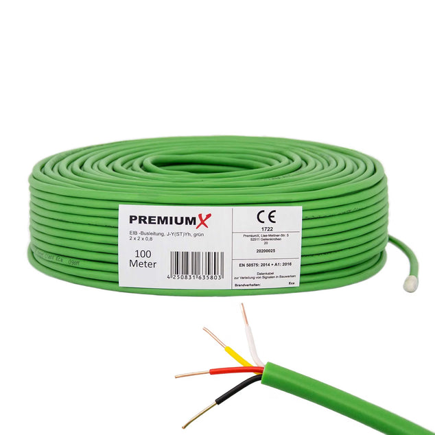 100m EIB KNX Buslijn J-Y(ST) Yh 2x2x0,8 Eca Bus Kabel Installatiebus Kabel Telecommunicatiekabel Telecommunicatiekabel Datalijn Groen