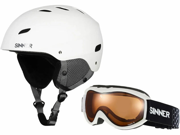 Combi-Pack (Bingham+Toxic) Unisex Skihelm & -bril - Wit - Maat M/58 cm