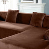 Velvet Bankhoes – Hoekbank – M3 (175-220cm) – Bankbeschermer – Zetelhoes & Zetelbeschermer - Bankhoezen voor Hoekbank - Sofa Cover - Donkerbruin