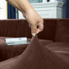 Velvet Bankhoes – Hoekbank – M3 (175-220cm) – Bankbeschermer – Zetelhoes & Zetelbeschermer - Bankhoezen voor Hoekbank - Sofa Cover - Donkerbruin