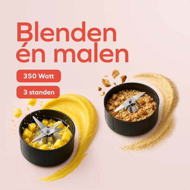 Smoothie Blender - 2-in-1 - Blender to Go - 4 Bekers - Smoothie Maker To Go - Mini Blender - Zilver