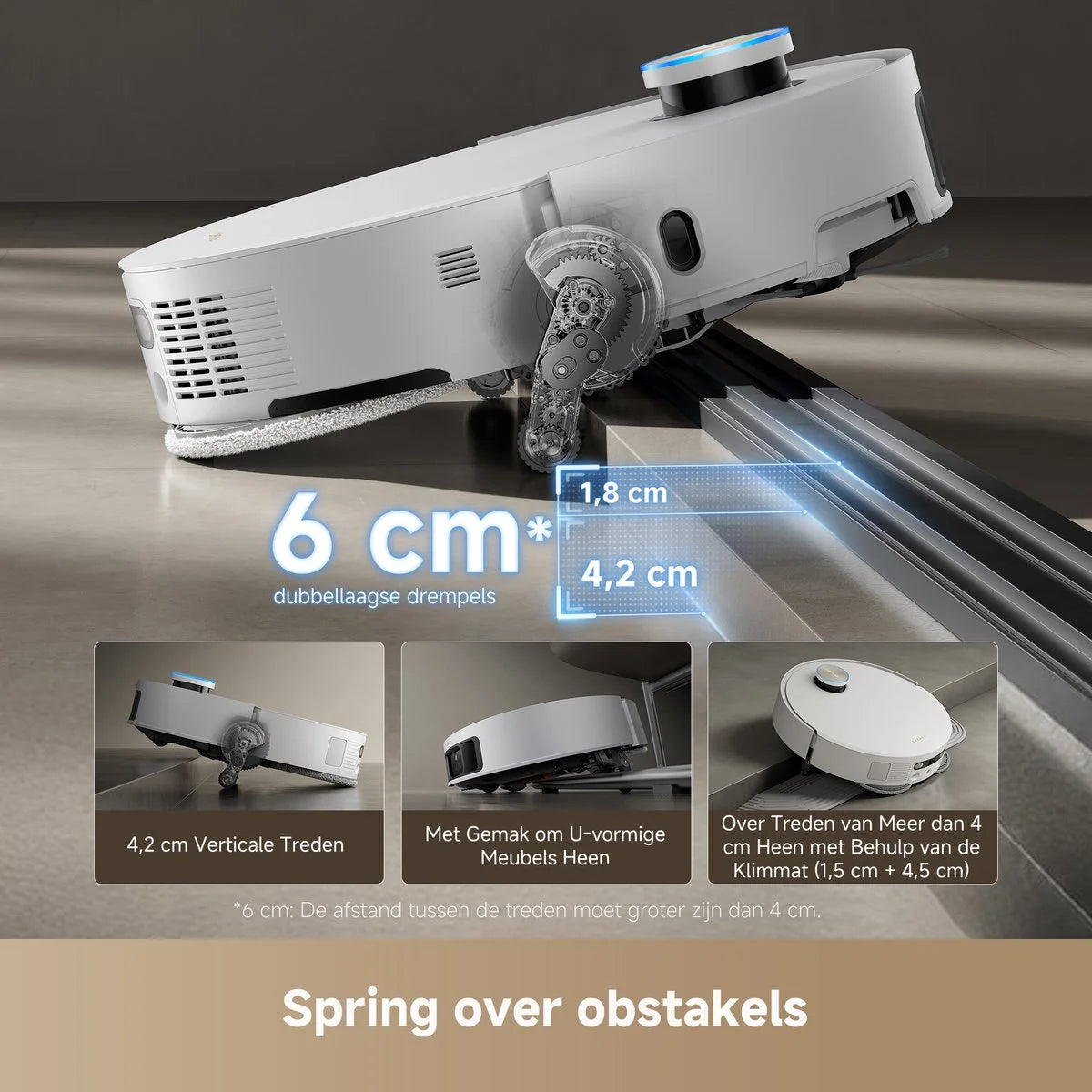 Dreame X50 Ultra Complete - Robotstofzuiger met dweilfunctie - Geschikt voor huisdierharen - Complete Accessoires kit - Eenvoudig schoonmaken van laag meubilair - Wit