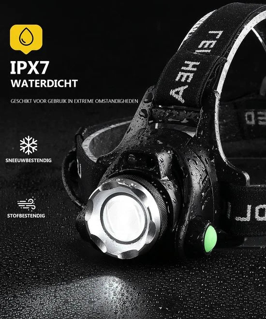 Hikemeister ® Hoofdlamp LED oplaadbaar - Hoofdlamp- Accu - 1000 lumen - 500 meter bereik - Verstelbaar