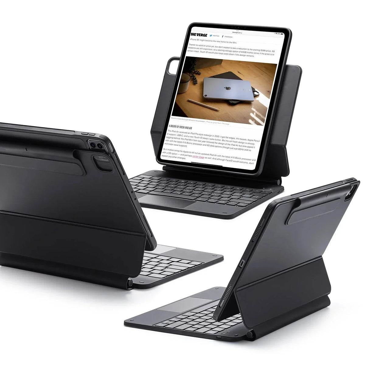 ESR Toetsenbord Hoes Geschikt voor iPad Pro 12.9 (6th/5th/4th/3rd Gen) - Rebound Magnetic Keyboard Case 360 - Book Case met Standaard - Zwart