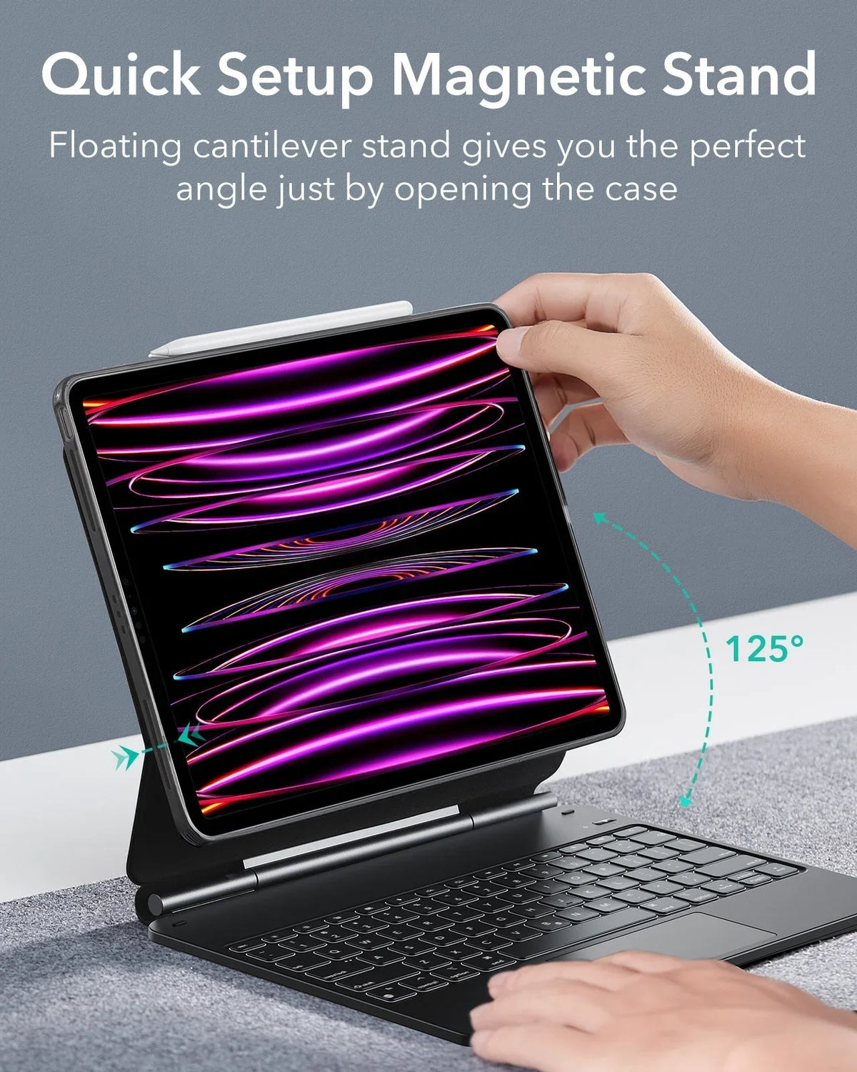 ESR Toetsenbord Hoes Geschikt voor iPad Pro 12.9 (6th/5th/4th/3rd Gen) - Rebound Magnetic Keyboard Case 360 - Book Case met Standaard - Zwart