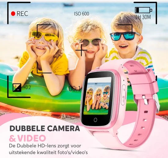 Rock&Rose 4G GPS Horloge Kind - SOS Functie - Kinder Smartwatch - Kinderhorloge Meisje Smartwatch - Smartwatch Kinderen - Roze