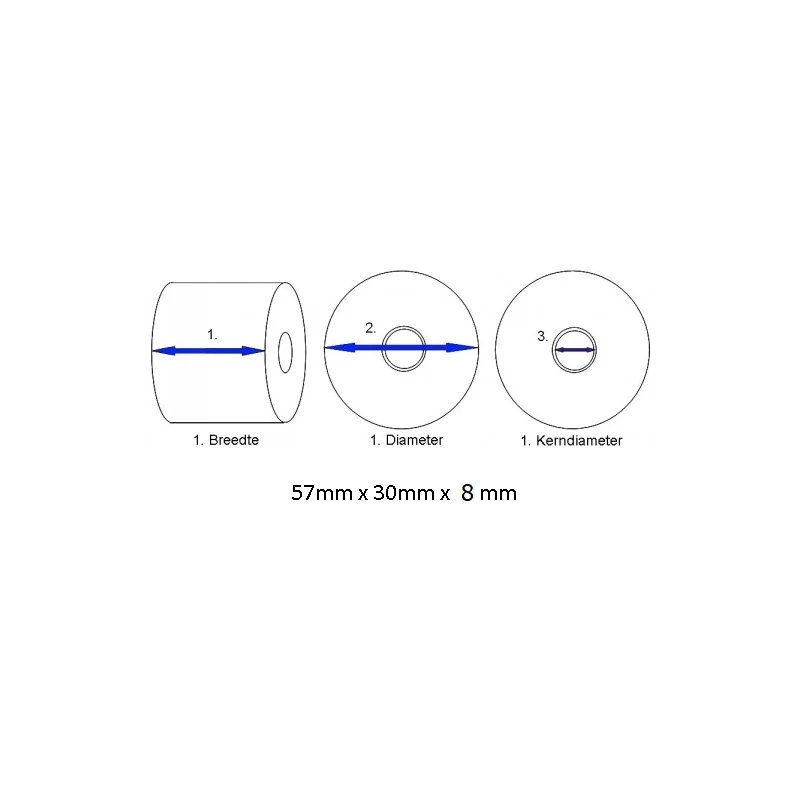 Thermorollen 57x30x8mm - 50stuks
