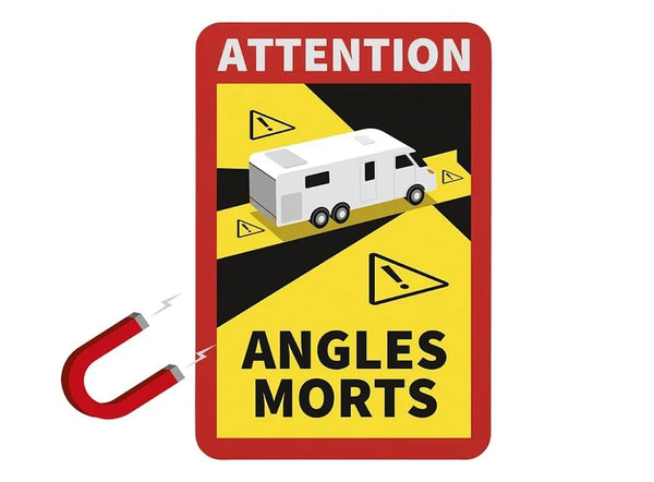 Attention Angles Morts - Magneetsticker Camper - Frankrijk - 3 Stuks