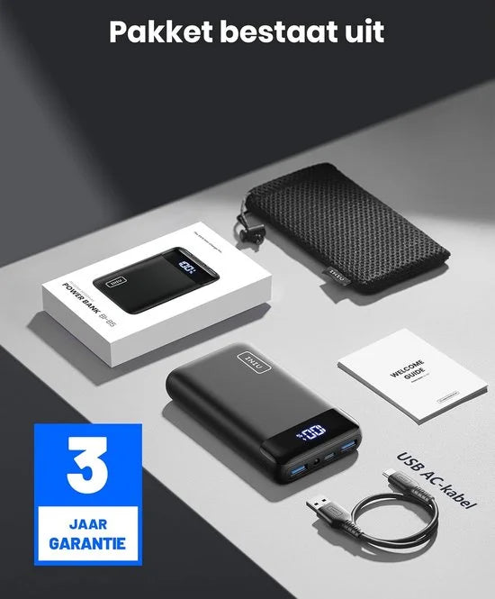 INIU - Powerbank - 20,000 mAh - Snel Opladen Draagbare Oplader - 22.5W Powerbank met USB C Input & Output