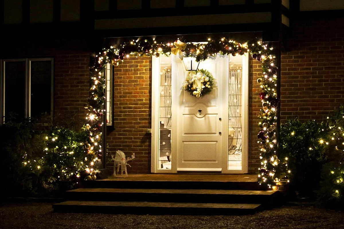 Swag guirlande met verlichting · Ø 45 cm · Klassiek warm wit · Koppelbaar · 200 lampjes · IP67