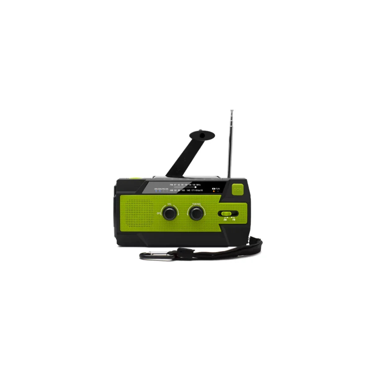 Noodradio - Radio Met Accu Batterij Voor Noodsituaties - 4000 MAH - Opwindbaar - Solar - Zaklamp - Powerbank - Groen