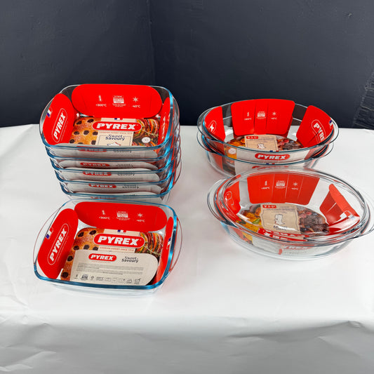 Partij - Pyrex ovenschalen 28x20cm 2,5l & 33x20 4,1 liter + deksel