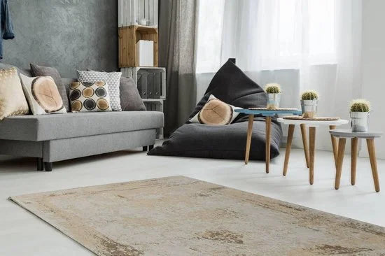 B1 - 0 - Kayoom vintage-Patchwork vloerkleed - echt handgemaakt 80 x 150 Zand