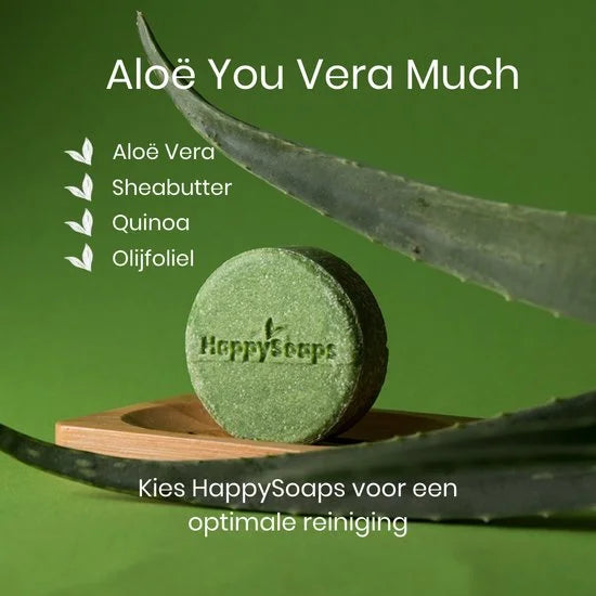 HappySoaps Shampoo Bar - Aloë You Vera Much - Beschadigd, Normaal en Vet Haar - 100% Plasticvrij, Natuurlijk en Vegan - 70gr