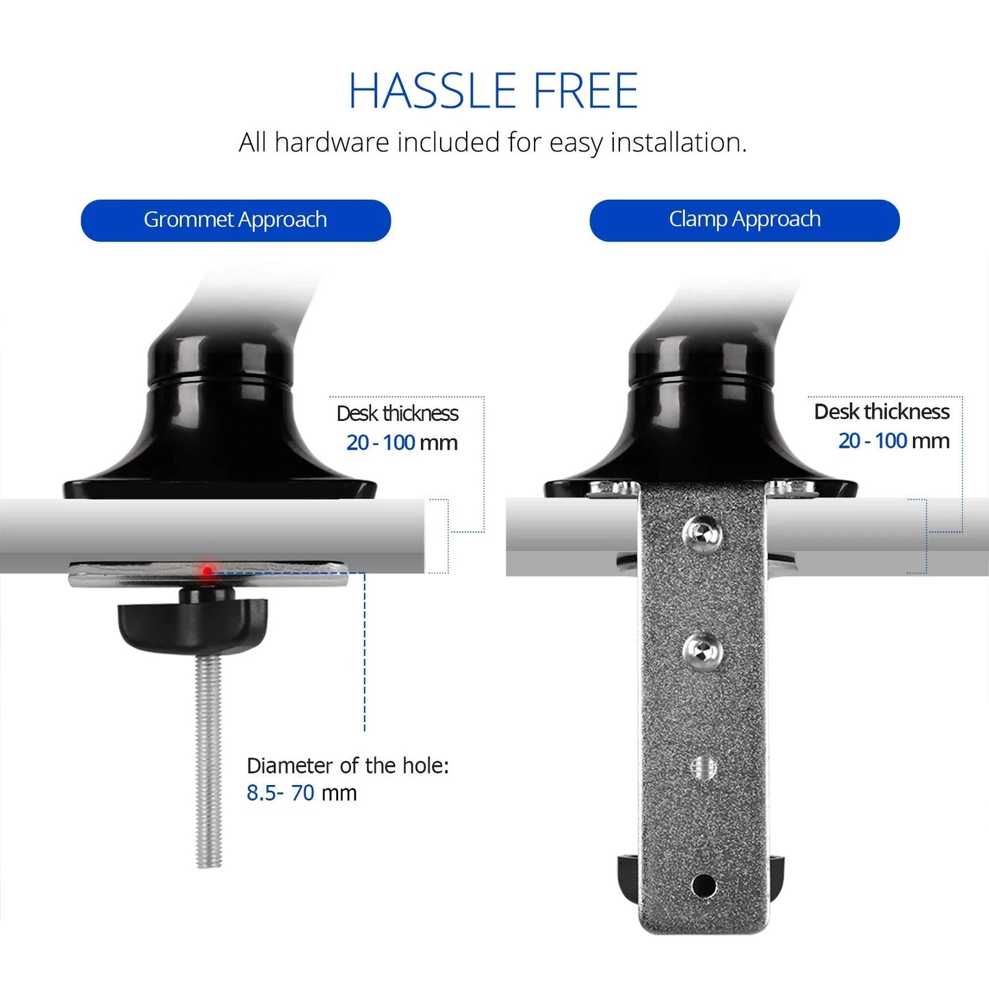 Fleximounts F6 Gas Pressure 10 - 30 Inches (25 - 76 cm) Table Mount Monitor Holder