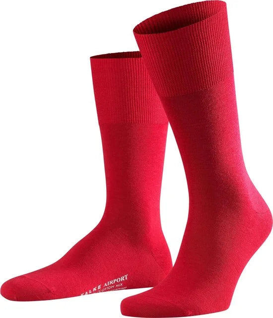 FALKE Airport warme ademende Merino Wol Katoen Heren Sokken rood - Maat 47-48