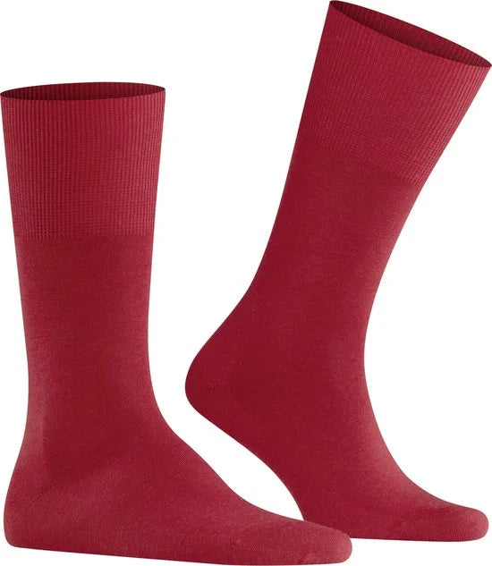 FALKE Airport warme ademende Merino Wol Katoen Heren Sokken rood - Maat 47-48
