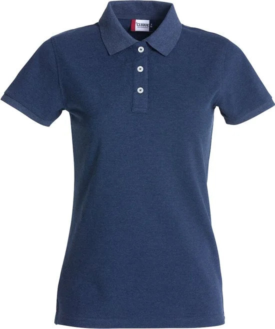 Clique Premium dames polo blauwmelange m