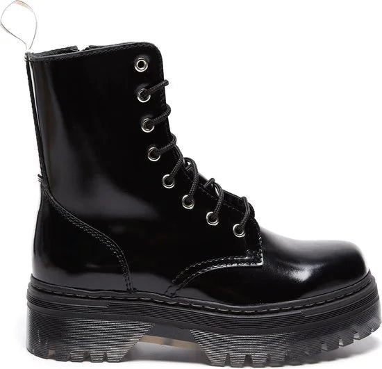 Charles Footwear - Dames Laars 1984 Black Polished - Zwart - Maat 38