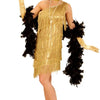 Gouden charleston jurk met haarband en halsband-Maat:XL