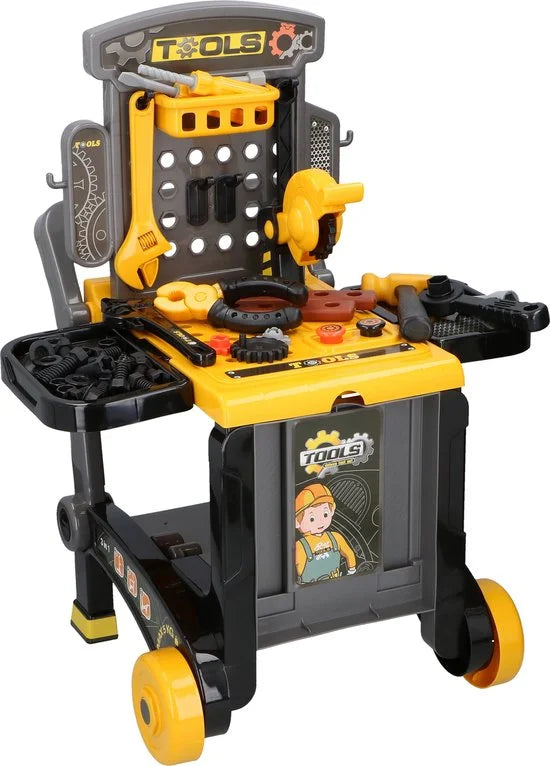 Eddy Toys speelset constructie - 3-in-1: trolley, kar en werkbank - vele accessoires