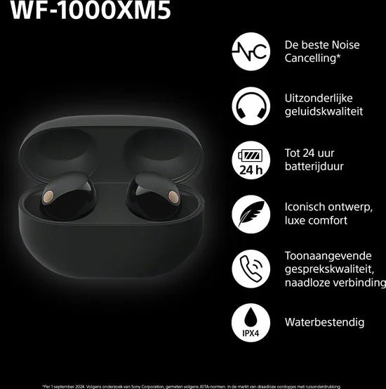 WF-1000XM5 - Volledig draadloze oordopjes met Noise Cancelling - Zwart