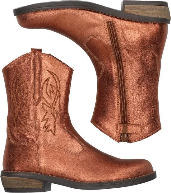 Braqeez 423730-937 Meisjes Cowboy Boots - Bruin - Leer - Veters