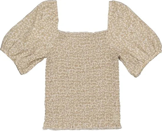 Meisjes t-shirt - Dess - AOP Creme bloemen