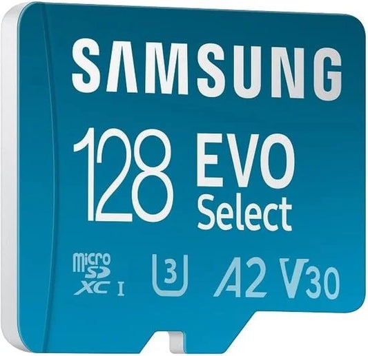 Samsung EVO Select microSD Memory Card, 128GB micro SD XC UHS-I U3 130MB/s Full HD & 4K UHD SD Card Memory Card with Adapter, MB-ME128KA/EU