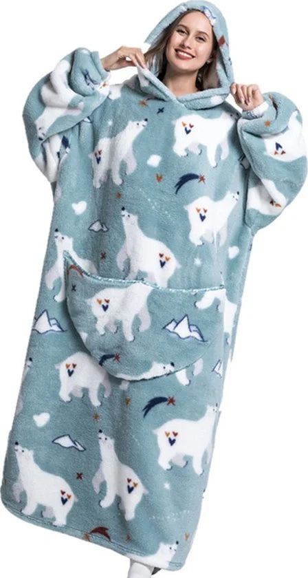 Oversized Fleece Trui Uniseks – One Size – Ijsbeer