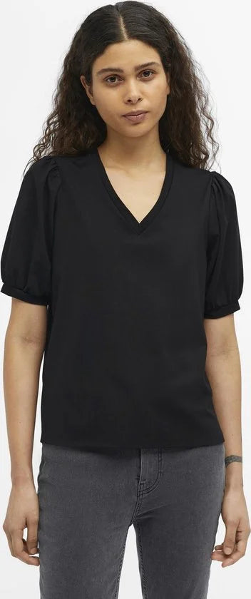 Object Objcaroline S/s Top Tops & T-shirts Dames - Shirt - Zwart - Maat M