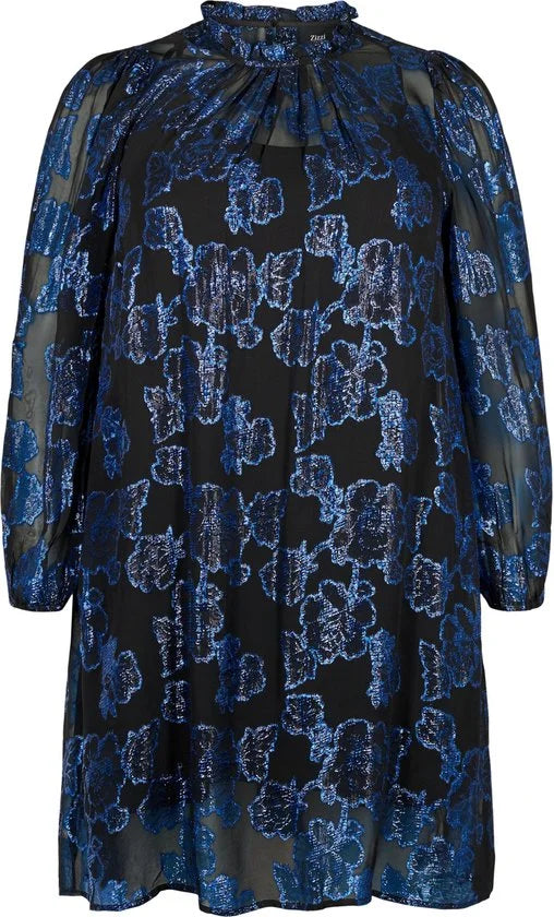 ZIZZI MKLEA, L/S, BLK DRESS Dames Jurk - Black - Maat L (50-52)