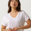 MSCH Copenhagen Mschfenya Modal V Neck Tee Tops & T-shirts Dames - Shirt - Ecru - Maat S/M