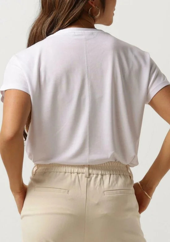 MSCH Copenhagen Mschfenya Modal V Neck Tee Tops & T-shirts Dames - Shirt - Ecru - Maat S/M