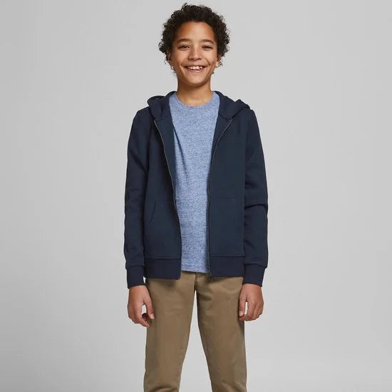 JACK&JONES JUNIOR JJEBASIC SWEAT ZIP HOOD NOOS JNR Jongens Trui - Maat 140