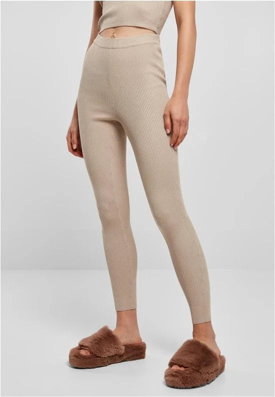 Urban Classics - Rib Knit Legging - M - Beige