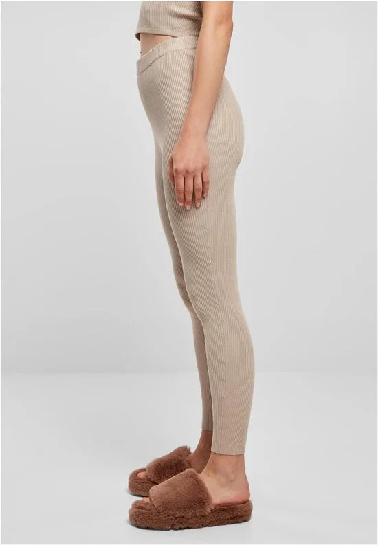 Urban Classics - Rib Knit Legging - M - Beige